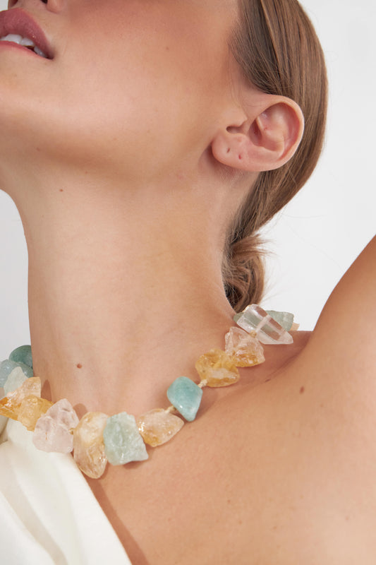 Quartz, Aquamarine, Amazonite & Citrine Necklace - Bruta