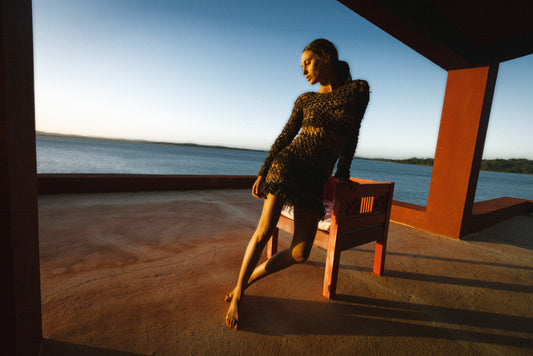 Lulu Knitted Dress with Sleeves and Fringes - Milagros Pereda