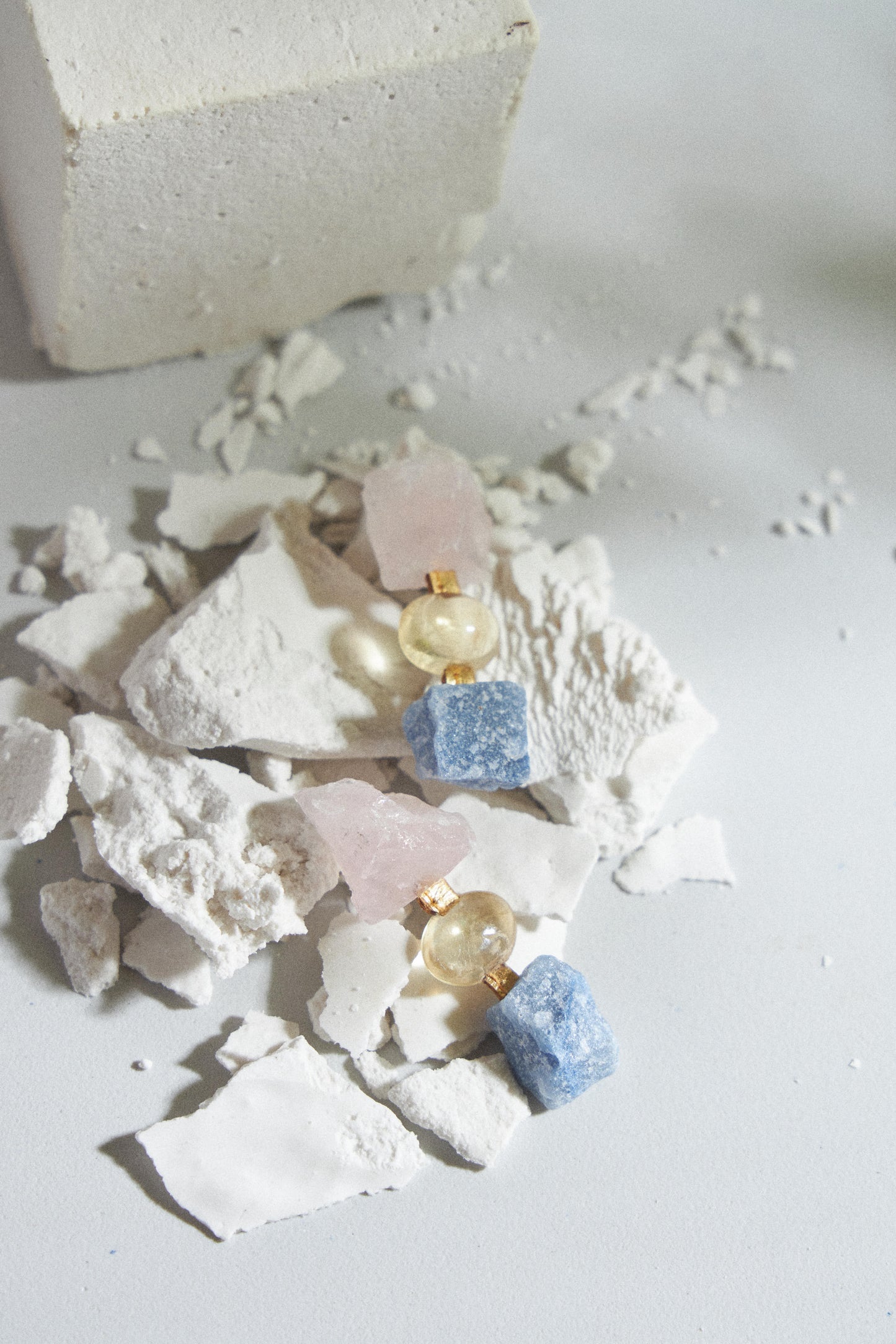 Citrine, Quartz Rose Earrings - Bruta