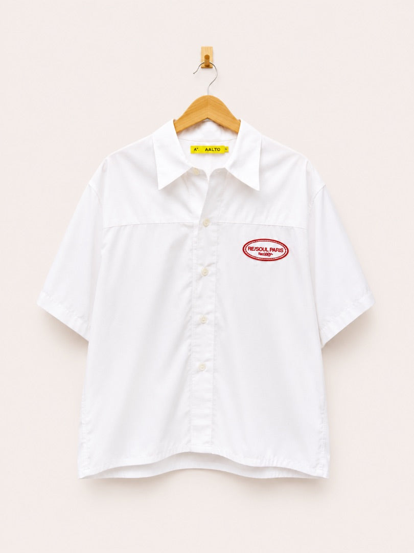 White Patchwork Bowling Shirt - AALT0
