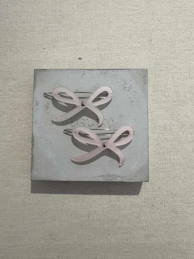 Ribbon Side Clips Soft Pink