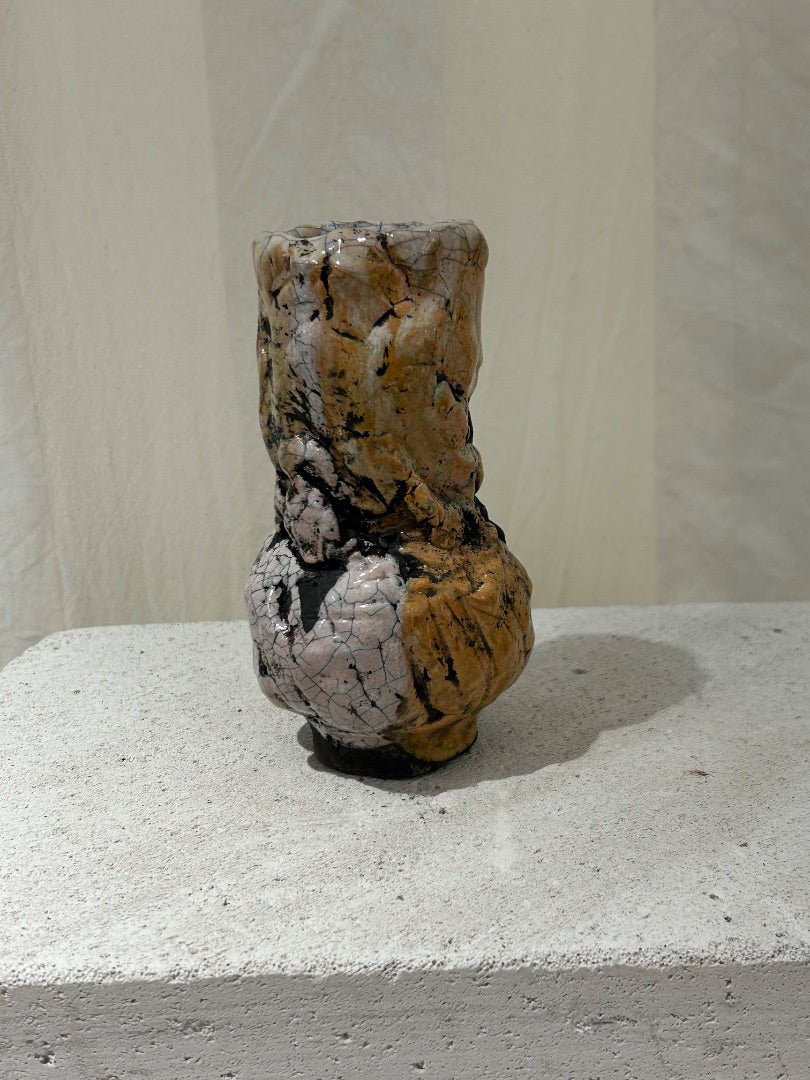 RAKU Vase - Molded Pink