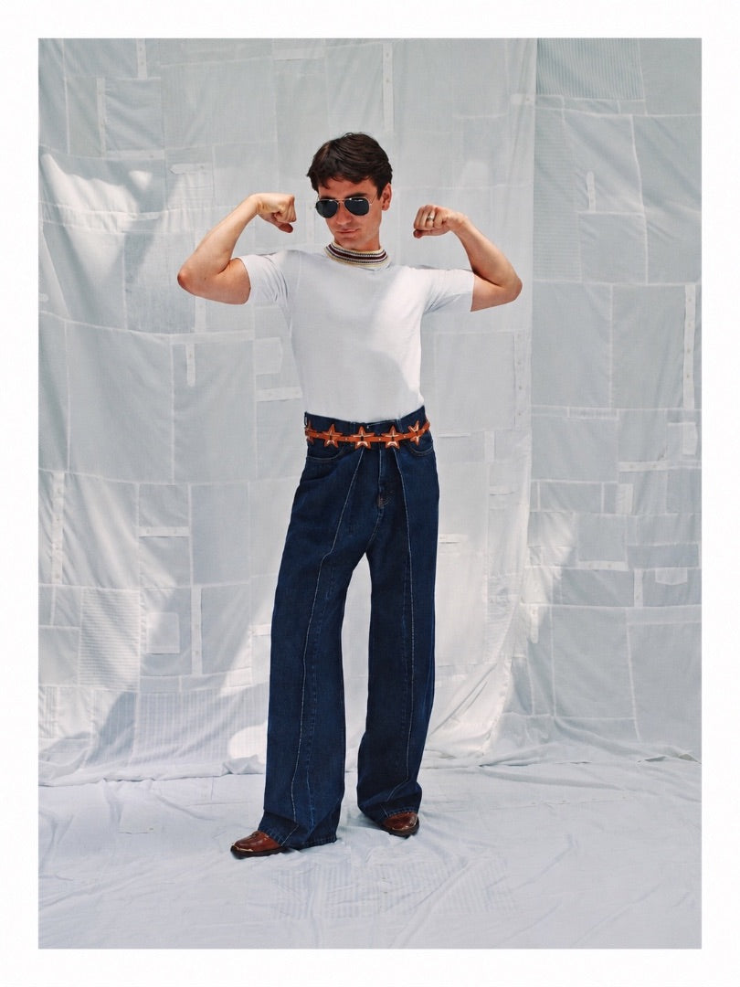 Iconic Pleat denim pants dark wash - Aalto
