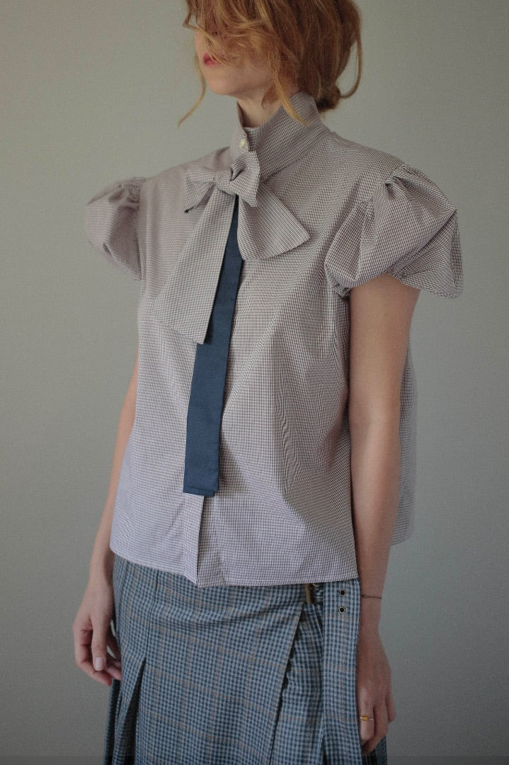 Blusa Empireo Vichy Marron / Marino