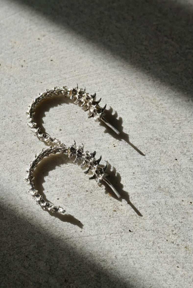 Rattlesnake Hoops Small - Mother Silver