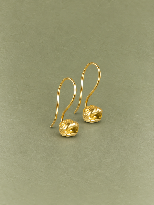 Boucle d'oreille Dormeuse Vermeil Citrine - Mermere
