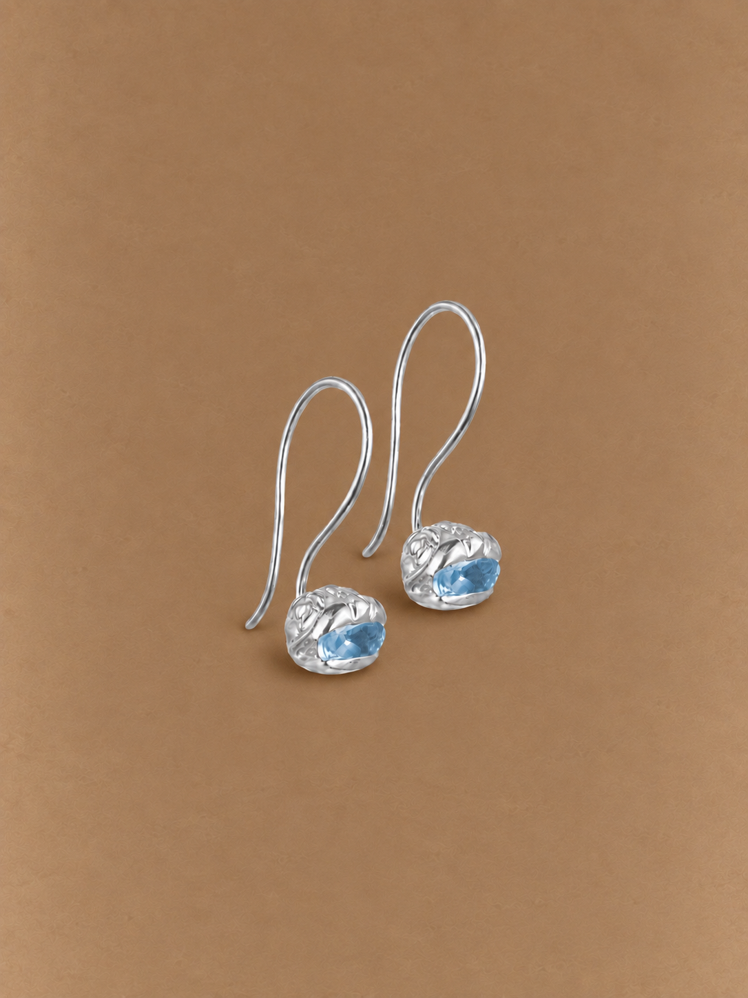 Boucle d'oreille Dormeuse Argent 925 Topaze - Mermere