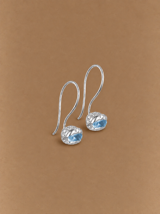 Boucle d'oreille Dormeuse Argent 925 Topaze - Mermere