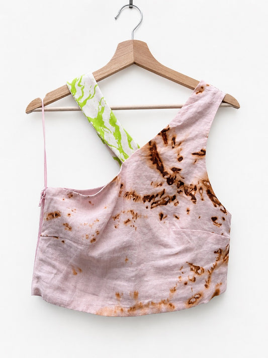 Pink Linen Oxide Top Pink - Green
