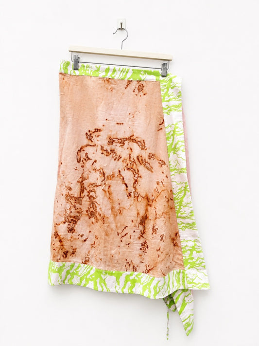Pink Linen Oxide Skirt Pink - Green