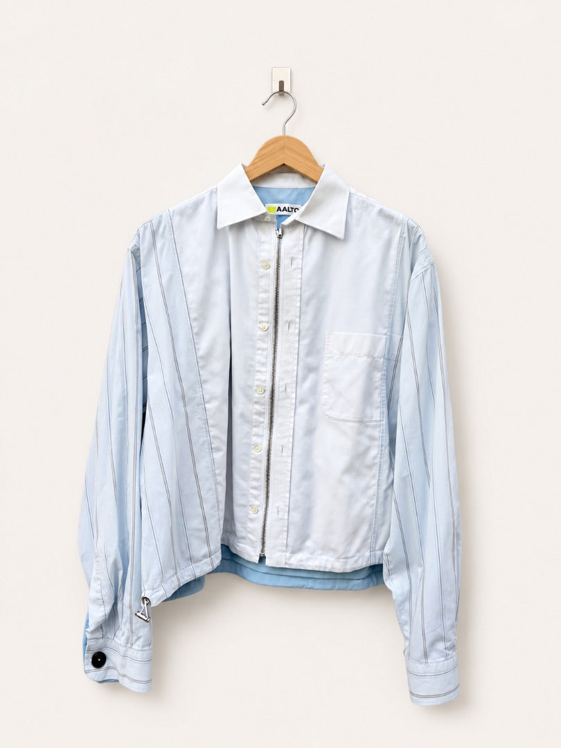 Zip Shirt Jacket White/Blue