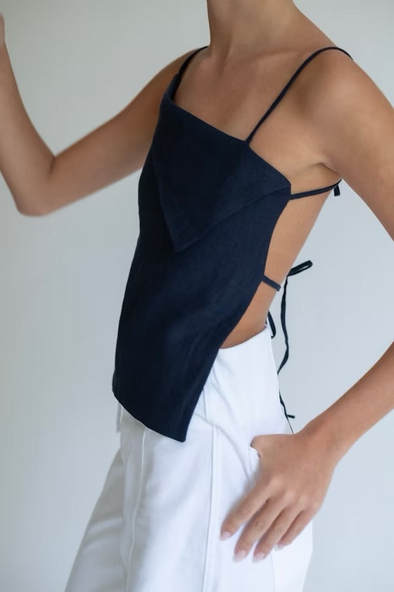 Pera top navy blue - Hoseu (Hueso)
