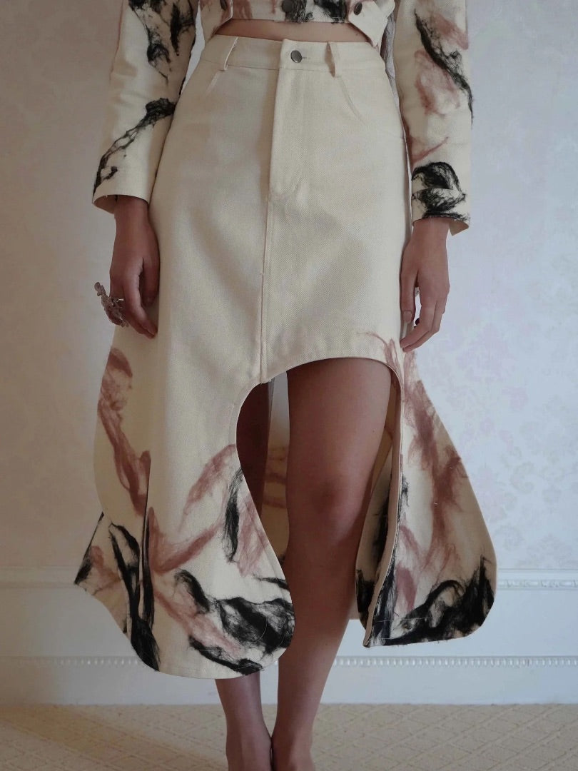 Shell Skirt Cream - Black - Pink