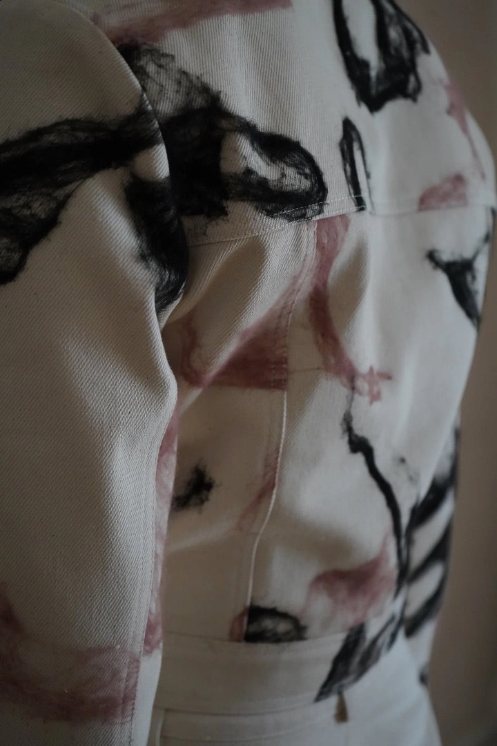 Shell Jacket Cream - Black Pink