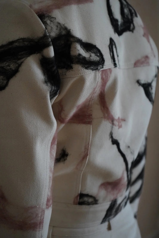 Shell Jacket Cream - Black Pink