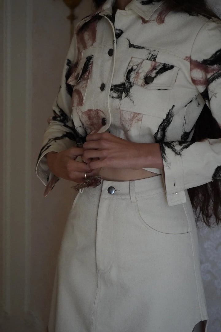 Shell Jacket Cream - Black Pink
