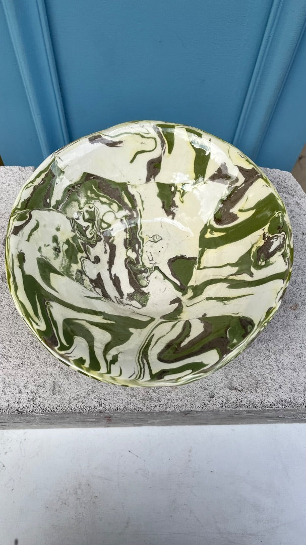 MIMI CONSIGNA  Plato hondo blanco con verde