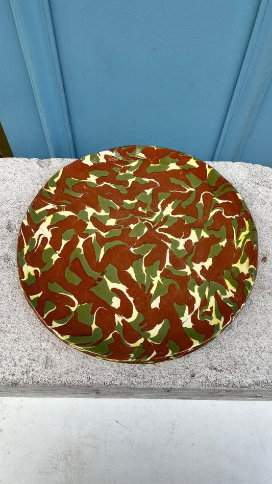 MIMI CONSIGNA  Plato llano marrón con verde y crema