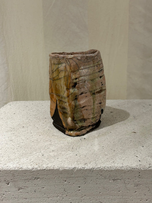 RAKU Vase - BeigeBrown