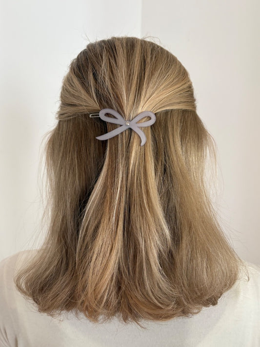 Ribbon Side Clips Velvet Gray - Turtle Story