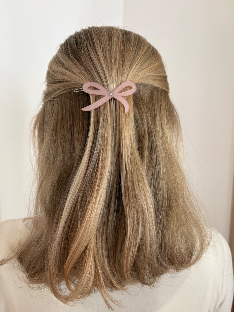 Ribbon Side Clips Soft Pink