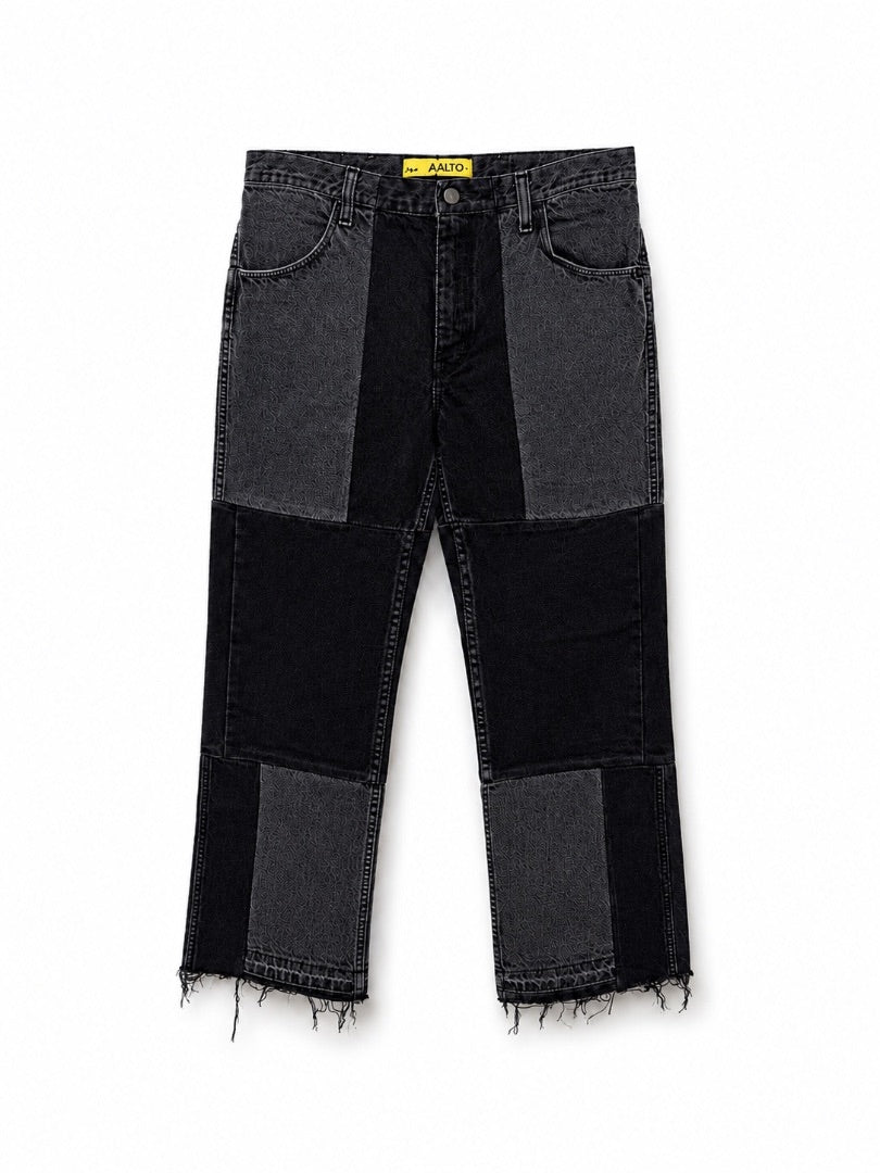 Split patch long denim jeans - Aalto