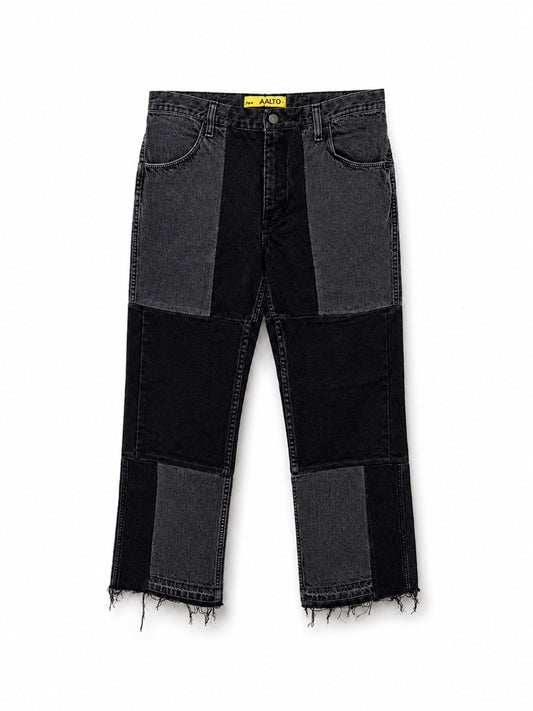 Split patch long denim jeans - Aalto