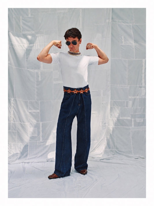 Iconic Pleat denim pants dark wash - Aalto