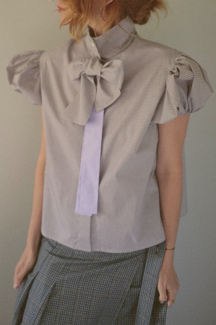 Blusa Empireo Vichy Marron/Lavanda