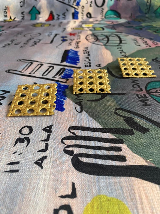 Danielle Lafaurie Oro Aretes Mimbre Cuadrados